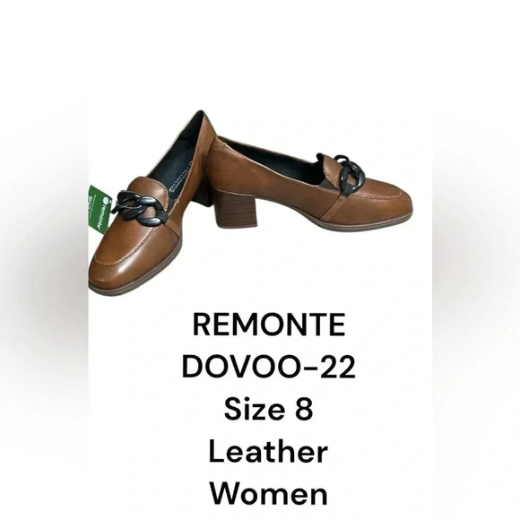 Remonte  shoes, women leather NEW! Chunky heel Dovoo-22, solid,embellished,tan - Picture 1 of 16